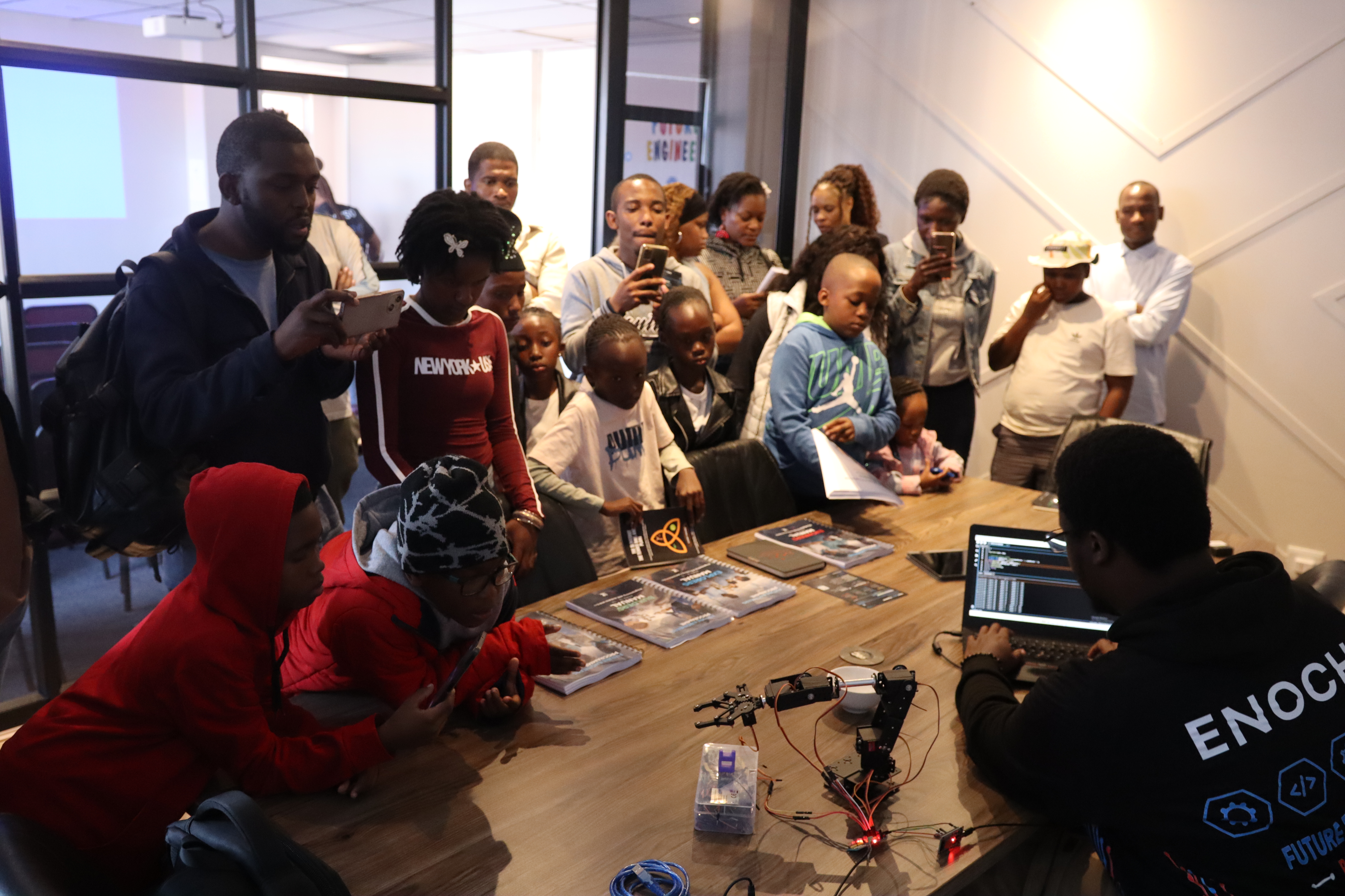 Children and parents exploring the programme