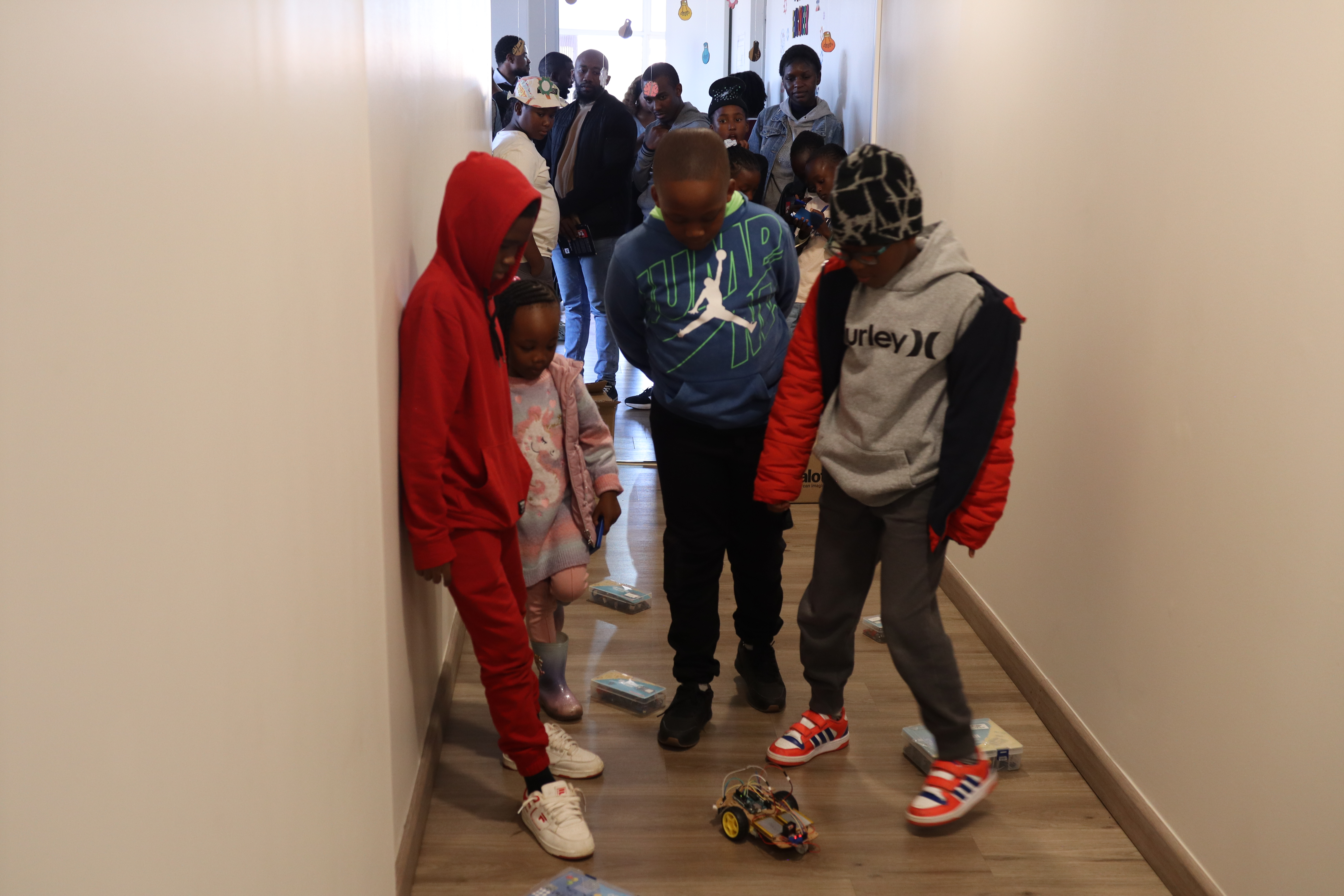 Students learning about robotics
